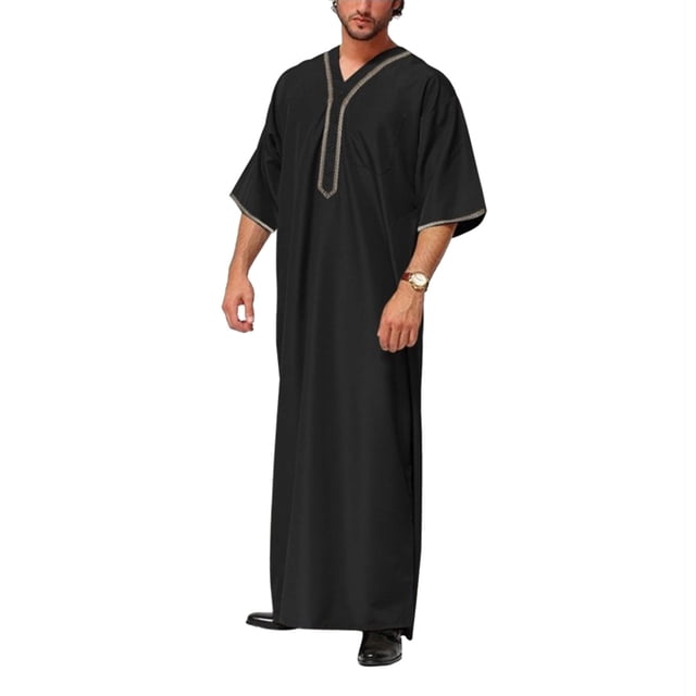 Chemise Habillée pour Homme pour Usage Quotidien Chic Décontracté en Arabe Moderne Manches Mi-Longues Bouton devant Ajustée