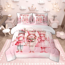 Manfei Girls Nutcracker Twin Bedding Sets 7 Pieces, Kids Merry Xmas Bedding Comforter Set, Christmas Theme Sheet Sets, Ultra Soft Home Decor