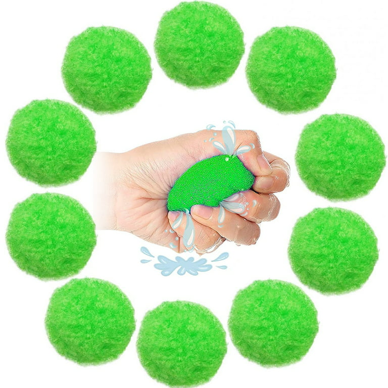 Duety Reusable Water Balls,Colorful Reusable 2 Inch Soft Cotton Balls  Water,Soaker Balls Children Summer Outdoor Fun Toys with Mesh Storage Bag 