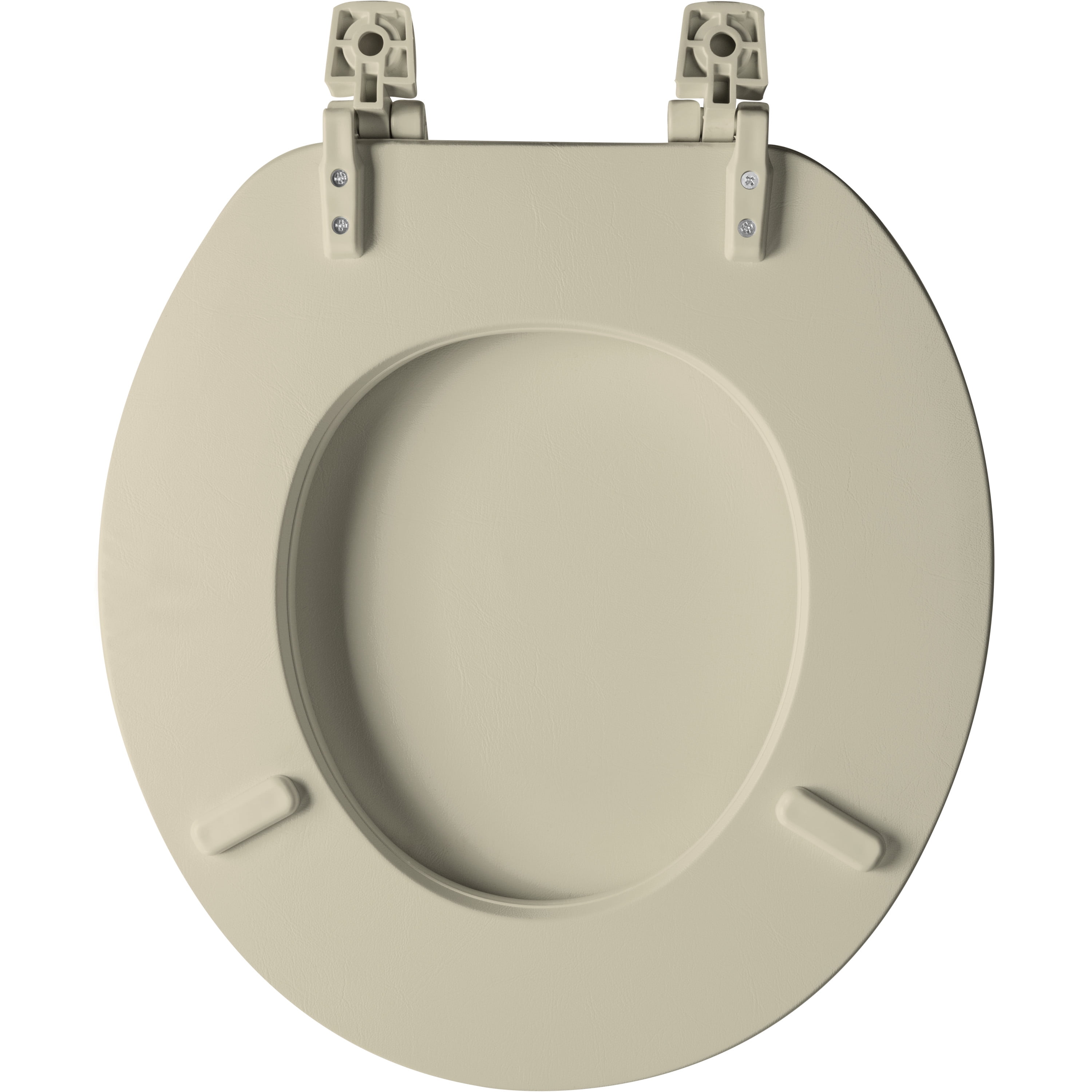 Mayfair Round Cushioned Vinyl Toilet Seat in Bone with Solid Plastic Core