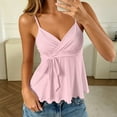thumbnail image 2 of SGMVNU Women's Cute Sleeveless Peplum Tank Tops Sleeveless V Neck Crop Wrap Top Cute Summer Tie Front Camisole, Light Pink, Size 2XL, 2 of 6
