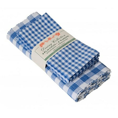 

Mr. MJs Trading AG-05291 4 Placemats Plus 4 Napkins Set Toro Blue Check