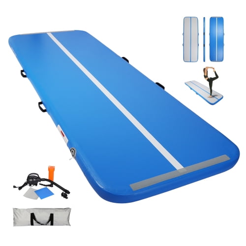 CNSPORT 10ft/13ft/16ft/20ft/23ft/26ft Inflatable Gymnastics Airtrack Tumbling Mat Air Track Floor Mats with Electric Air Pump for Home Use/Training/Cheerleading/Beach/Park and Water 