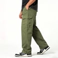 thumbnail image 3 of Men's Workwear Sports Straight Pants Elastic Waistband Solid Color Outdoor Fitness Trousers S-XL (1 pack), 3 of 8