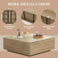 thumbnail image 3 of 43" Oversized Square Coffee Table for Large Living Room, Large Center Table with 2 Massive Drawers, Neutral Wood Oak Finish Wood Coffee Table for Spacious Seating Areas and Sectionals, 3 of 10