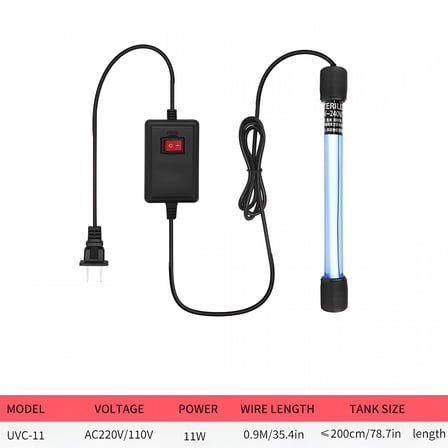 HIBIBUD Fish Water UV Sanitizer 5W/11W Aquarium Clean Light UV Sterilizer for Fish Tank Water Treatment