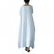 thumbnail image 5 of Vestido largo holgado para mujer, estilo playero, con vuelo amplio, de media manga, cuello redondo, de algodón y lino, estilo retro, tallas grandes, blanco, L-5XL, 5 of 8