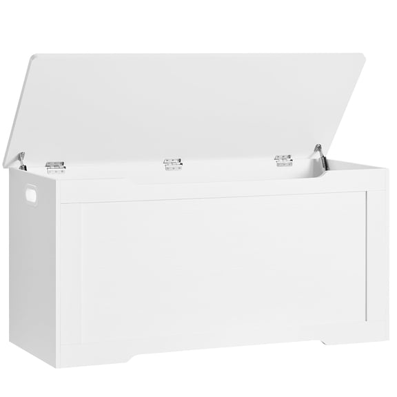 39.4” Storage Chest, Toy Chest, Toy Box with 2 Safety Hinges, Lift Top Wooden Storage Chest, Storage Bench, Supports 220 lb, for Living Room, Bedroom, Entryway, White