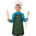 thumbnail image 2 of Dark Green Christmas Tree and Star Pattern Kids Aprons for Girls and Boys,Adjustable Neck Strap Toddler Aprons for Kids Cooking Baking, 2 of 7