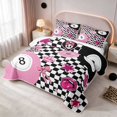 thumbnail image 3 of Erosebridal 8 Ball Quilt King Checkered King Coverlet Set, Pink Checkered 3-Piece 1 Bedspread and 2 Pillowcases, 3 of 7