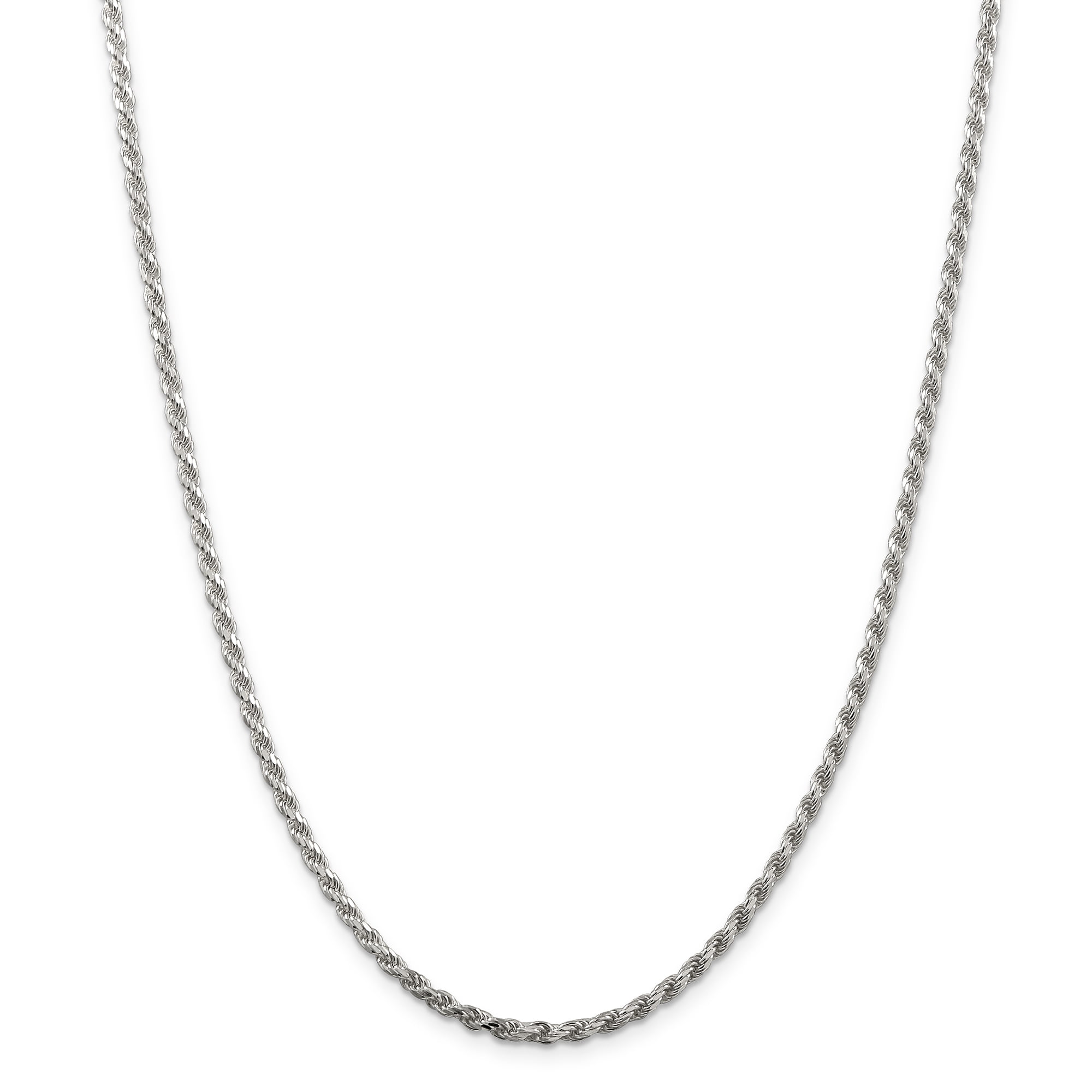 925 Sterling Silver 2.75mm Link Rope Chain Necklace 28 Inch Pendant