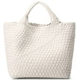 thumbnail image 1 of Bolso tejido para mujer, bolso de mano de cuero vegano, bolso grande de viaje de playa de verano y bolso de hombro retro hecho a mano, 1 of 5
