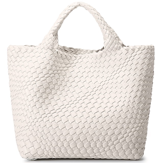 Bolso tejido para mujer, bolso de mano de cuero vegano, bolso grande de viaje de playa de verano y bolso de hombro retro hecho a mano