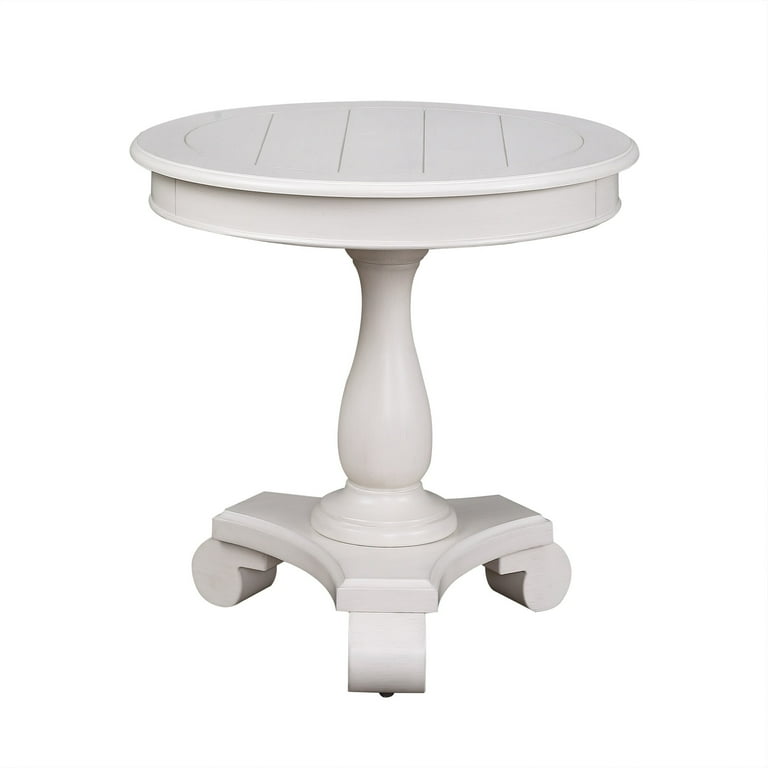 Cottage White Wood Pedestal Side Or End Table Cottage White Wood Pedestal Side Or End Table