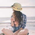 thumbnail image 3 of Circunferencia del sombrero de 50-54 cm, circunferencia de la cabeza pequeña, sombrero de paja, sombrero de protección solar para mujer, sombrero de playa, sombrero tejido de paja con bolas de colores, 3 of 5