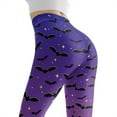 thumbnail image 5 of DISNIMO Halloween Bat Printed Yoga Pants Leggings for Women, High Waisted Workout Leggings Tummy Control, Casual Workout Yoga Pants for Workout Sport, Purple, XS, 5 of 6