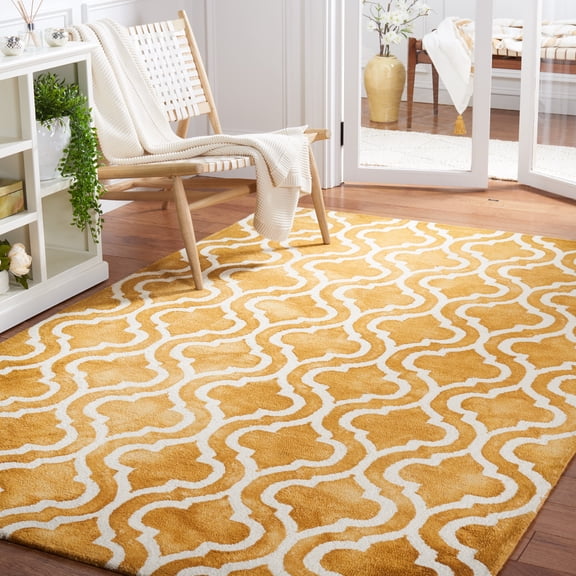 Safavieh Dip Dye Jolyon Geometric Wool Area Rug, Gold/Ivory, 4' x 6'