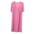 thumbnail image 5 of Naittoop Womens Nightgown Square Collar Short Sleeve Nightdress Solid Color Comfort Loose Loungewear, 5 of 5