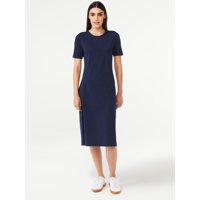 Free Assembly Women's Fit and Flare Midi T-Shirt Dress with Short Sleeves