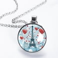 thumbnail image 2 of Eiffel Tower Stunning Glass Circular Pendant Necklace - Fashionable and Elegant Necklaces for Women, 2 of 5