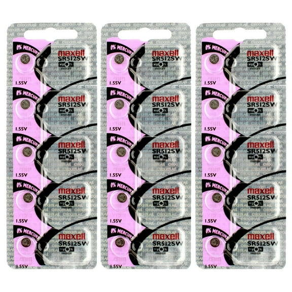 3x 5PK  Maxell Silver Oxide Watch Battery SR512SW Low Drain Replaces 335
