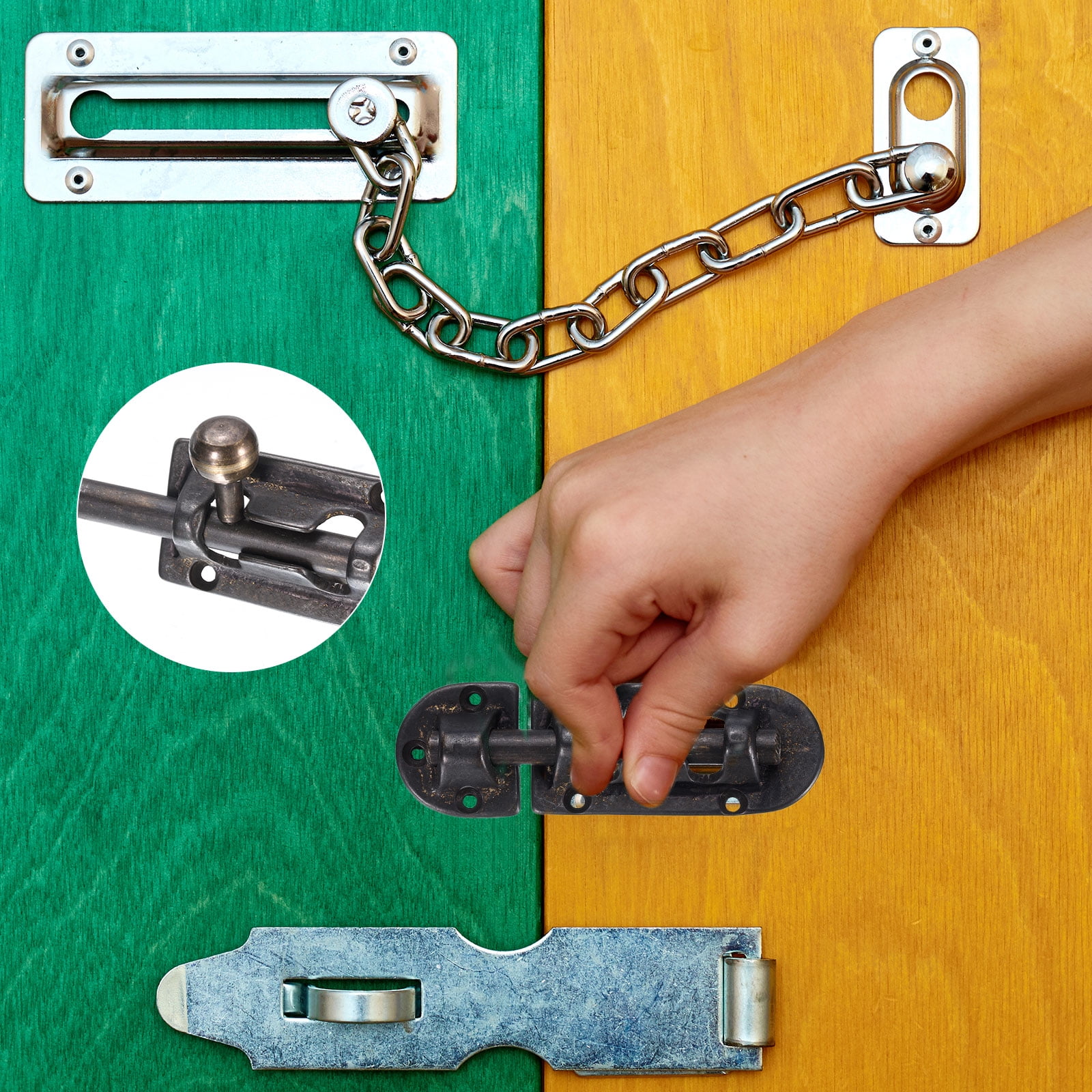 Unique Bargains Copper Barrel Bolt Latch Vintage Solid Brass Buckle Lock with Screws Black