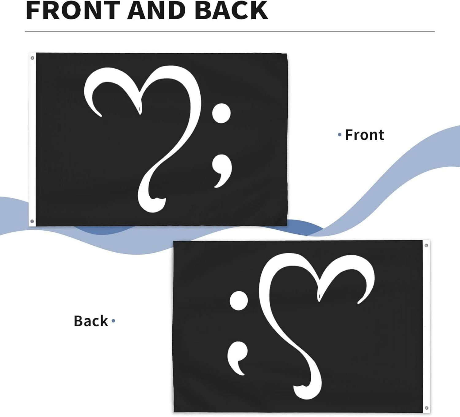 Heart Semicolon Suicide Prevention Awareness Flags 5x8 Ft Yard Flag Indoor Decoration Banner With Grommets