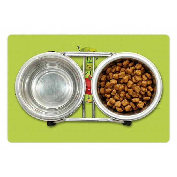 onderwijs hemel Tegen Vegetable Pet Mat for Food and Water, Cartoon Greek Salad Ingredients in  Characters Fun Olive Oil Lemon Cheese, Non-Slip Rubber Mat for Dogs and Cats,  18" X 12", by Ambesonne - Walmart.com