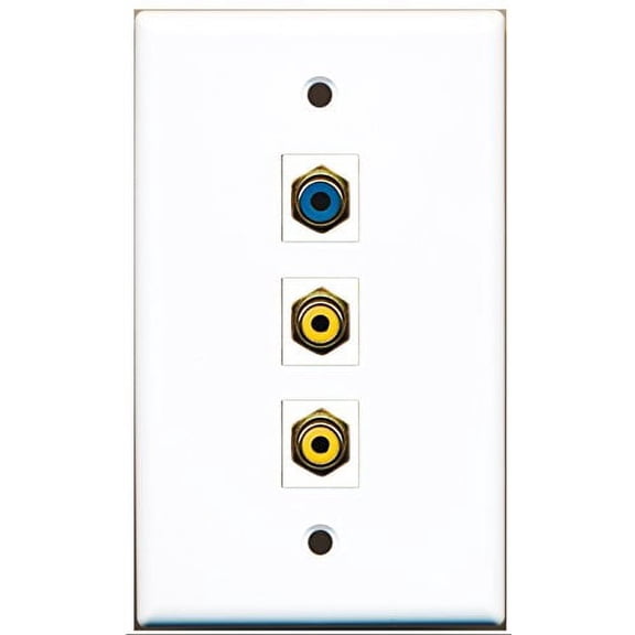 RiteAV - 2 Port RCA Yellow and 1 Port RCA Blue Wall Plate