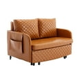thumbnail image 6 of Convertible Sleeper Sofa Bed, Modern PU Leather Upholstered Loveseat with Pull Out Bed, Small Futon Sofa Bed with Headboard, 2 Pillows and Side Pockets for Living Room Bedroom, Brown, 6 of 7