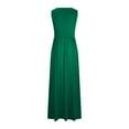 thumbnail image 5 of SMihono Women's Summer Sleeveless V-Neck Solid Loose Long Maxi Dresses Ruffle Dress Plus Size Sundress Beach Party Dresses Flowy A-Line Swing Dress Green 12, 5 of 5