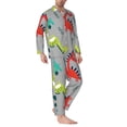 thumbnail image 6 of Salouo Cute Dinosaur Print Button-Front Long Sleeve Pajama Set for Men, Soft 2Pjs Men's Long Sleeve Sleepwear -Small, 6 of 7