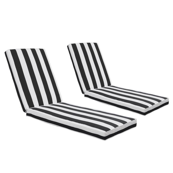 2PCS Outdoor Lounge Chair Cushion Replacement Patio Funiture Seat Cushion Chaise Lounge Cushion-black/white stripe