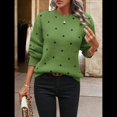 thumbnail image 4 of Suéteres de Lunares para Mujer, Jersey de Punto de Larga y Cuello Redondo. Verde S, 4 of 9