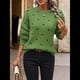 thumbnail image 4 of Suéteres de Lunares para Mujer, Jersey de Punto de Larga y Cuello Redondo. Verde S, 4 of 9