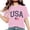 Pink, variant on Lovskoo Women's Summer Tops Trendy Independence Day Printed Short Sleeved Round Neck T-Shirt Top White