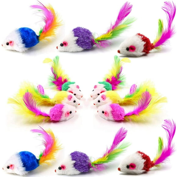 Juguetes para gatos y ratones VOVIGGOL para gatos de interior, 12 unidades, variedad de 5 colores