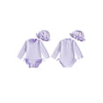thumbnail image 2 of Gupgi Baby Girls Rash Guard with Hat, 0-3 Years Toddler Striped Swimsuit Long Sleeve Crew Neck Ruffle Swimwear, 2 of 9