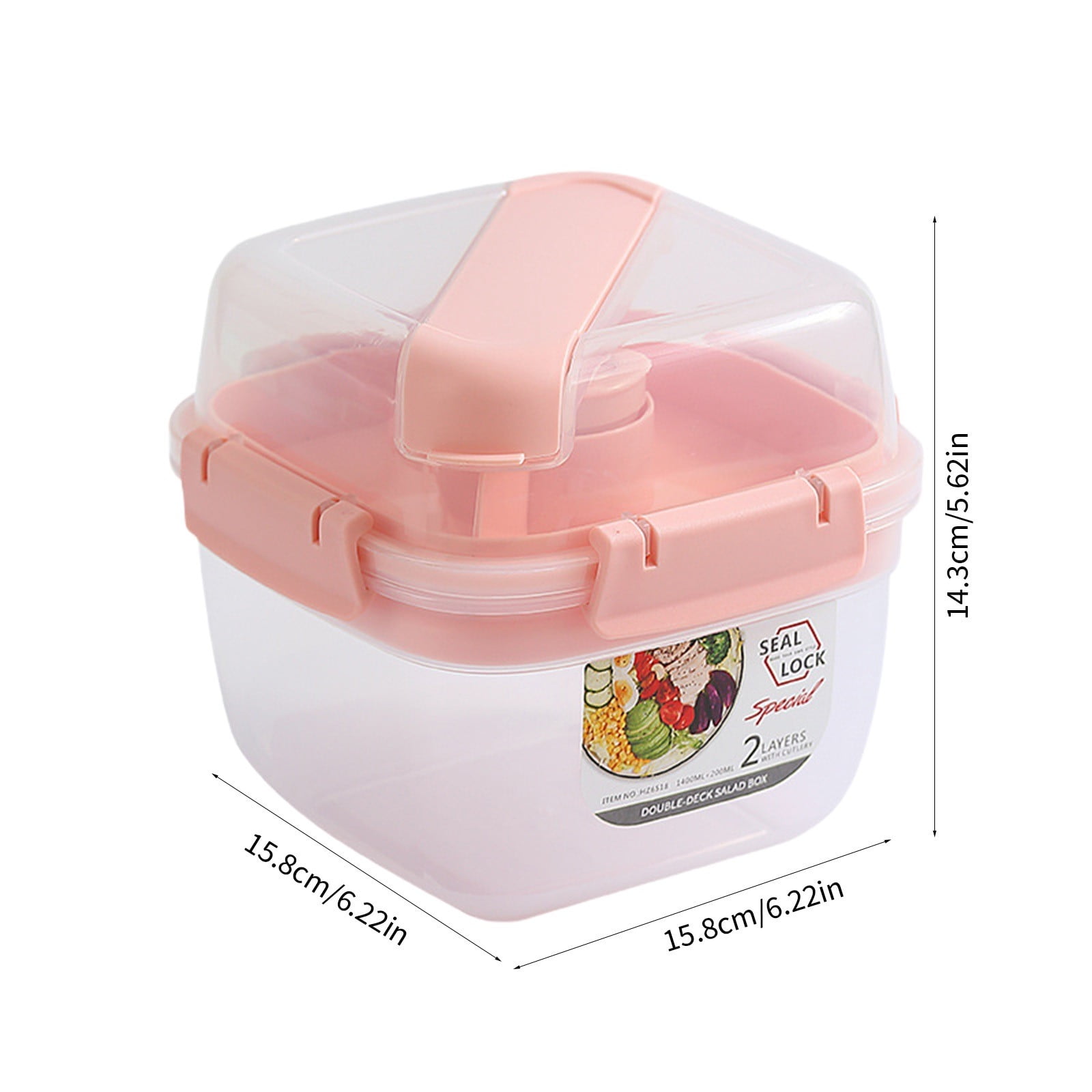 Salad Lunch Container for Adult, Lunch Box with Multiple Compartments, Salad Bowl, Bento Style Tray, for Work Outdoor Indoor Camping 6.2X6.2X5.6in