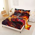 thumbnail image 2 of Castle Fairy Red Supercar Queen Sheet Sets 4 Pieces for Boys, City Explosion Bed Set for Bedroom, Red and Black, 2 of 6