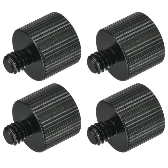Mic Stand Adapter 1/4 - 20 Male to 3/8 - 16 Female Screw Thread Adapter for Microphone Tripod Stand Black 4 Pcs