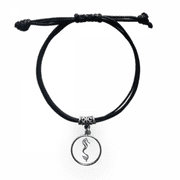 Hippocampus Marine Life Black Illustration Bracelet Leather Rope Wristband Black Jewelry