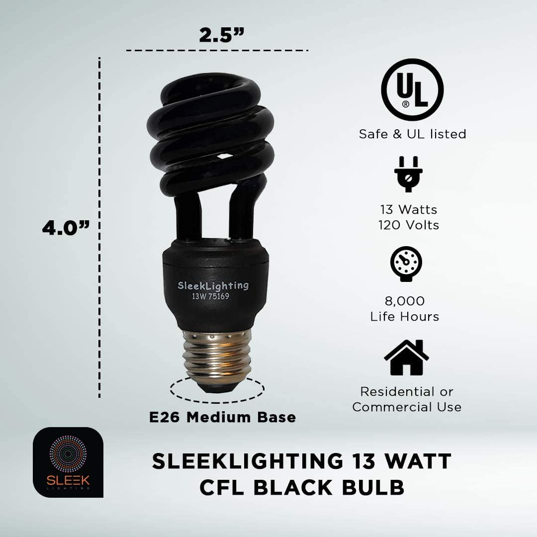 UL Approved- 120 Volt SleekLighting 13 Watt Orange Spiral CFL Light Bulb E26 Medium Base. Pack of 2