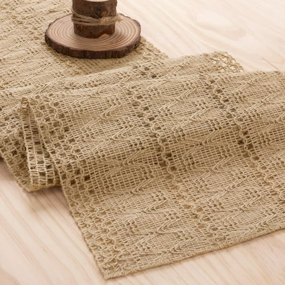 Dalrosia Boho Table Runner Macrame Farmhouse 72 inches Woven Burlap Rustic Table Runner for Home Decor Dining Fall Thanksgiving Christmas 13x72 inches