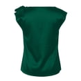 thumbnail image 6 of Oiangi Womens Satin Short Sleeve Tops Knot Boat Neck Draped Front Shirts Ruched Fitted Elegant Top Green M, 6 of 6