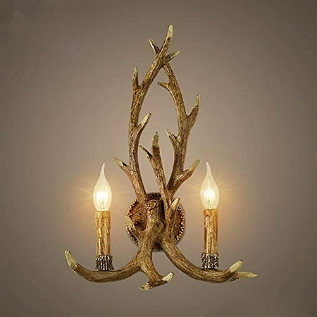 

OUKANING E14 Creative Antler Shape 2-Light LED Vintage Wall Sconce Light Fixture For Home