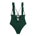 thumbnail image 4 of Lovskoo 2024 Women's One Piece Swimsuits Sleeveless Solid Bandage Trendy Sexy Bra Beach Bikini Set Swimsuit Beachwear Swimwear Bikinis Olive Green-L, 4 of 5