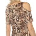 thumbnail image 5 of White Mark Short Sleeve Cold Shoulder Snake Print Tunic Top, Women's, S-XL, 5 of 6
