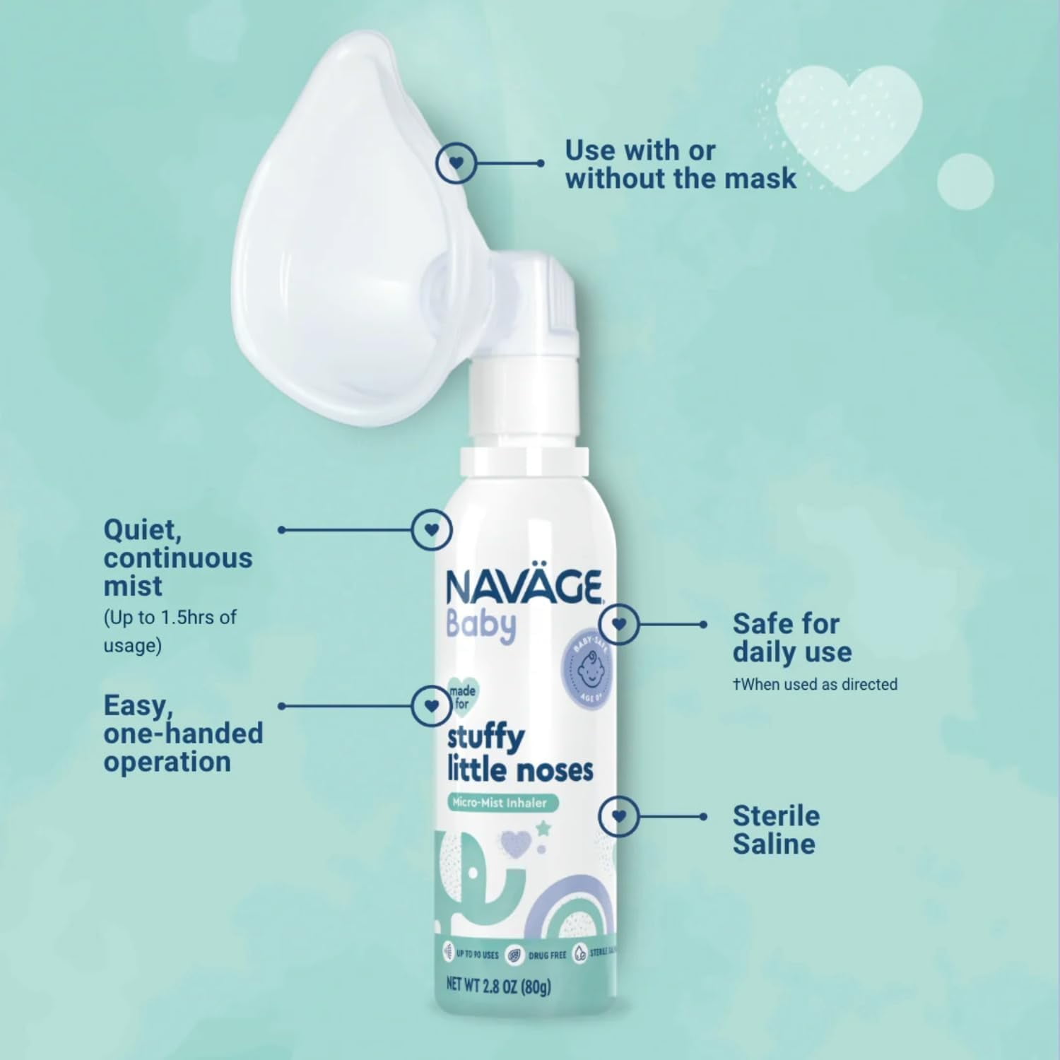Naväge Baby Bundle: Baby Nasal Aspirator + Micro-Mist Inhaler - Gentle, Pediatrician Endorsed for Baby Congestion & Stuffy Noses