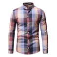 thumbnail image 1 of CEHVOM Chemise Homme Col Montant Coloré à Carreaux Simple Boutonnage Ajustée en Solde, 1 of 7